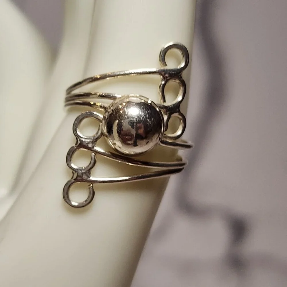925 Silver Ball accent wrap ring